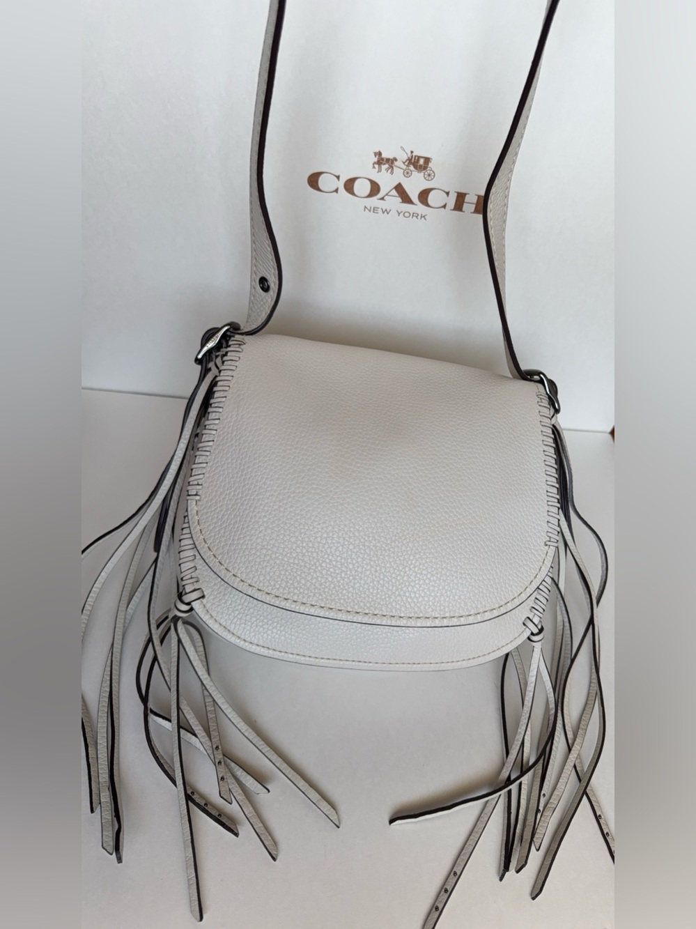 Coach Whiplash Saddle Bag in Leather 1941 Collection Chalk White